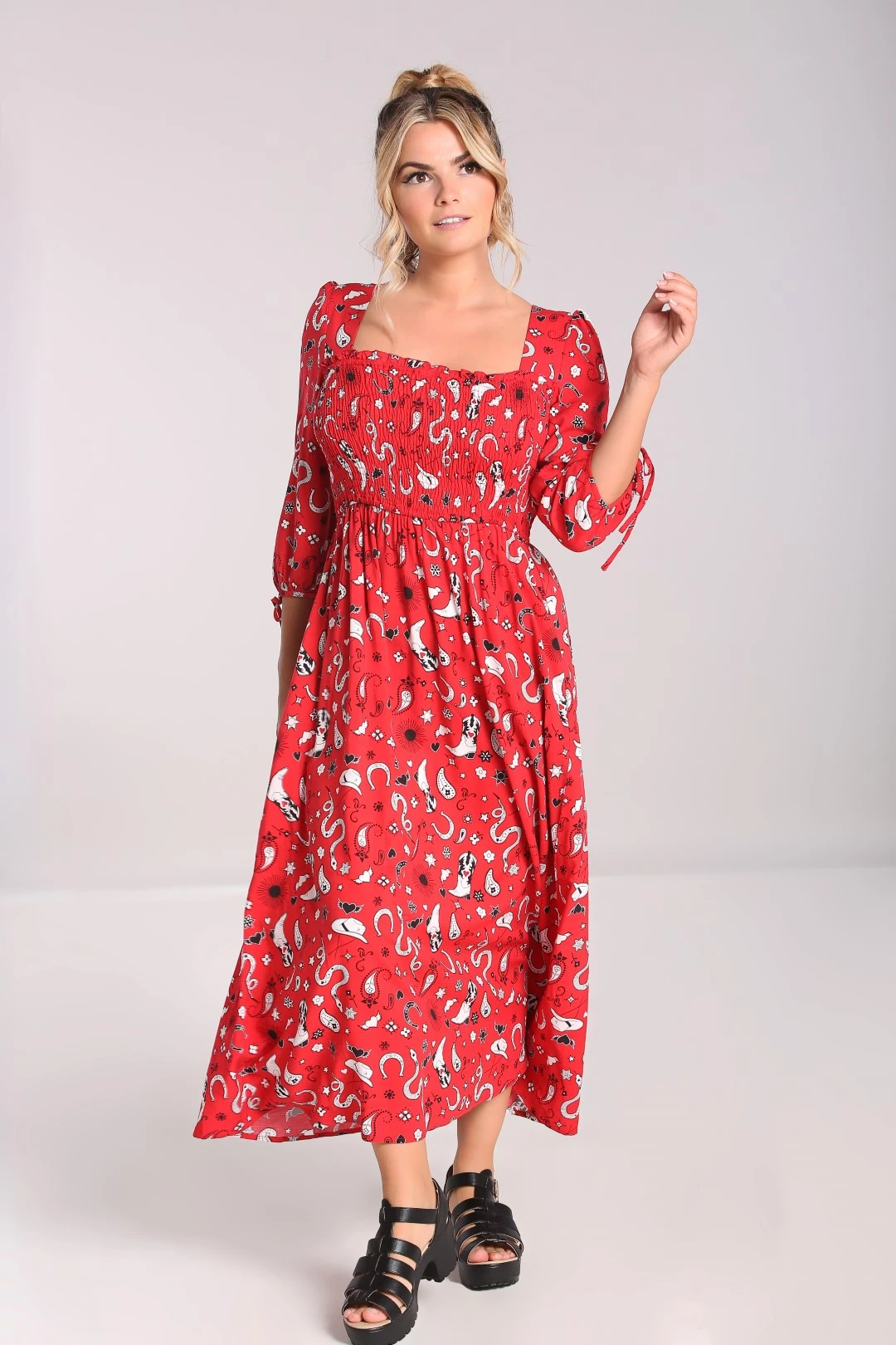 Hell Bunny Emmylou Maxi Dress Western Print - Image 2