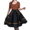 Hell Bunny Miss Muffet 50's Skirt In Black With Orange Trims