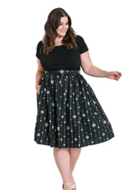 Hell Bunny Belle 50's Skirt Snowflake Christmas Print