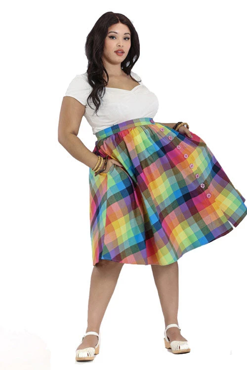 Hell Bunny Lucia 50's Skirt Rainbow Check Tartan
