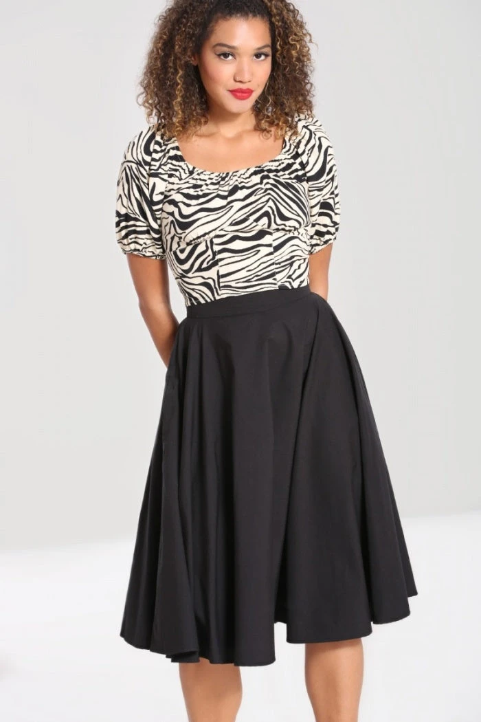 Hell Bunny Abi 50's Skirt In Black - Image 2