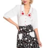 Hell Bunny Heart Lock Blouse White Polkadot With Statement Collar