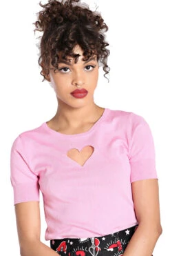 Hell Bunny Heart Top In Pink