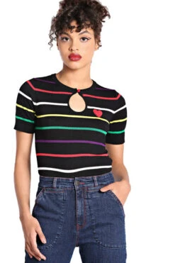 Hell Bunny Evangelista Top Rainbow Stripe Knitted