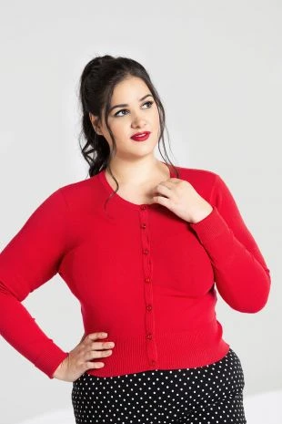 Hell Bunny Paloma Cardigan In Red - Image 3