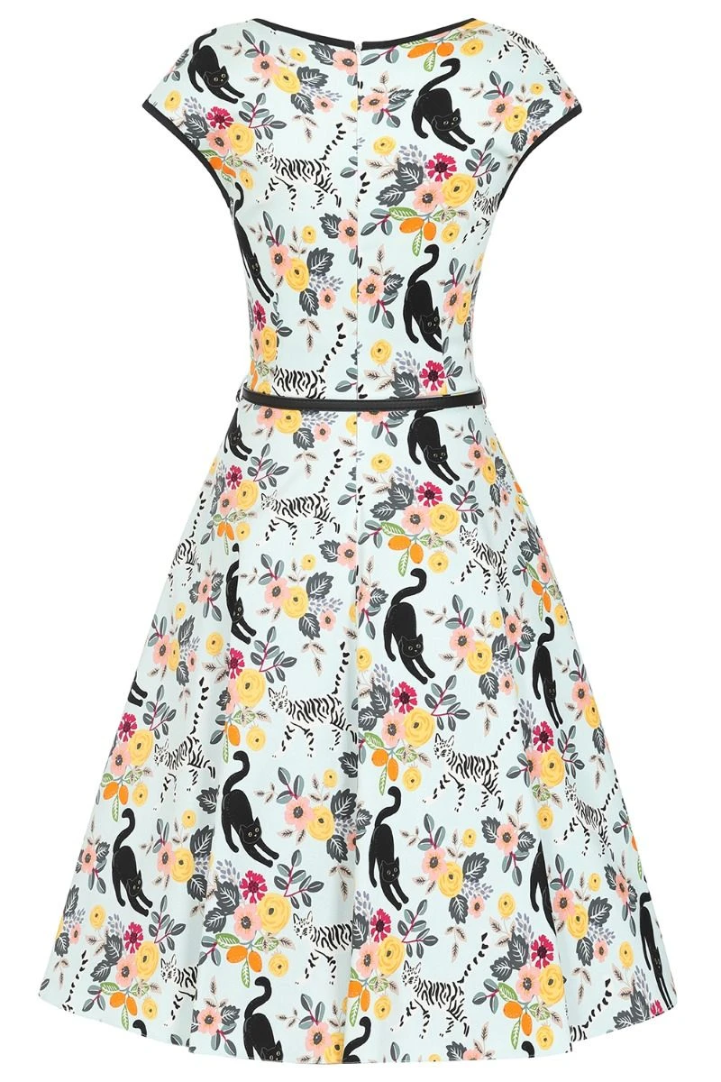 Lady Vintage Isabella Dress In Cute Kitty Sky - Image 4